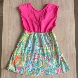 Lilly Pulitzer Girls Caila Dress Sea Salt & Sun in
Pink Bow Back Size L